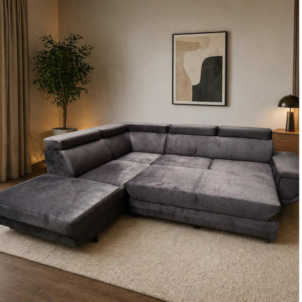 Artic Corner Sofa Storage Sofa Bed in Grey
