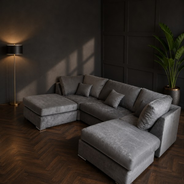 Bishop Large U Shape Sofa – Truffle or Platinum Upholstery