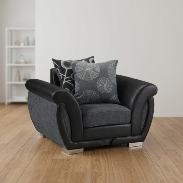 Shannon 3+2 Seater Fabric Sofa Set – Grey And Black