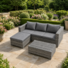 Grey Four-Seater Garden Rattan Sofa Set with Coffee Table