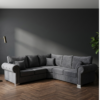 Ashwin 5 Seater Grey Corner Sofa | Scattered Back Fabric Corner Sofa