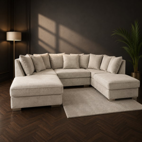 Bishop Large U Shape Sofa – Truffle or Platinum Upholstery
