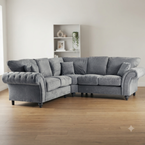 Nicole Fabric 5 Seater Corner Sofa with Button Tufted Arms