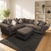 Nicole Fabric 5 Seater Corner Sofa with Button Tufted Arms