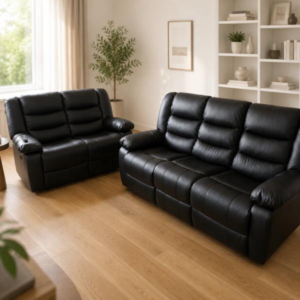 Leather Recliner Sofa Set 3+2 – Grey or Black