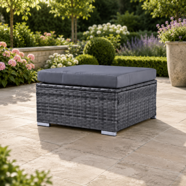 Grey Four-Seater Garden Rattan Sofa Set with Coffee Table