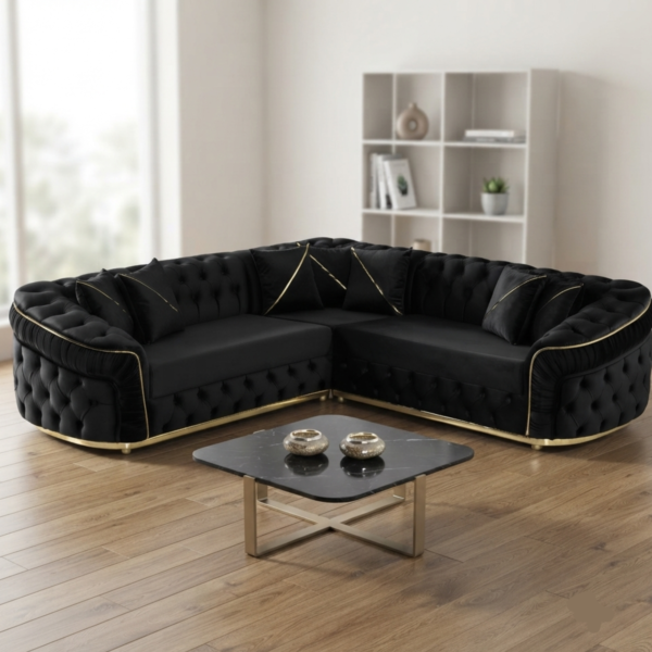 Madrid 5 Seater Corner Sofa – Velvet Chesterfield Design