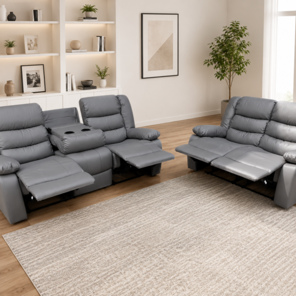 Leather Recliner Sofa Set 3+2 – Grey or Black