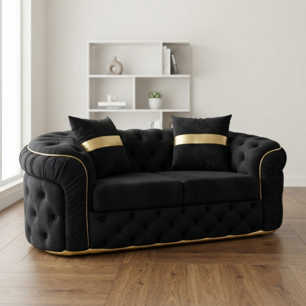 Madrid Chesterfield Sofa – Velvet Chesterfield Sofa Range with Golden Frame