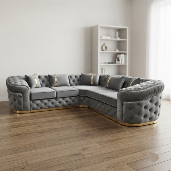 Madrid 5 Seater Corner Sofa – Velvet Chesterfield Design