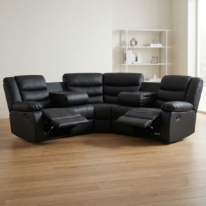 8 Leather Recliner Corner Sofa Set 5 Seater – Grey or Black