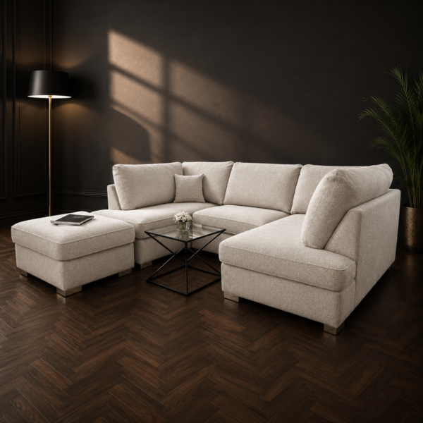 Bishop Mini U Shape Sofa – Truffle or Platinum Upholstery