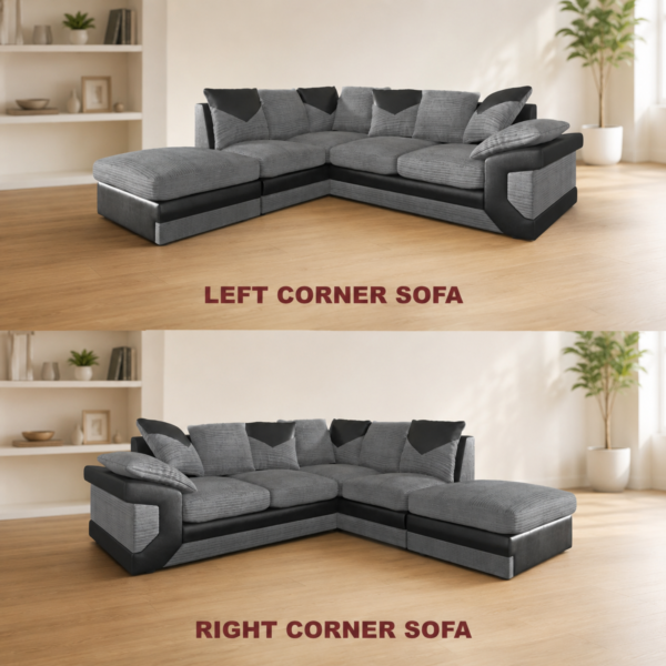 Dino Jumbo Cord Fabric Corner Sofa – 5 Seater