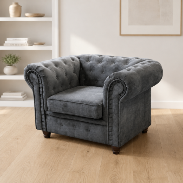 1 Seater Fabric Chesteterfield Sofa