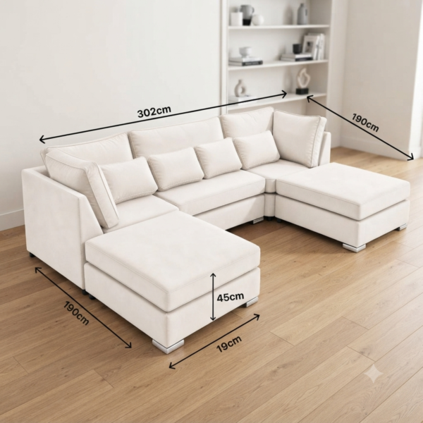 Bishop Large U Shape Sofa – Truffle or Platinum Upholstery