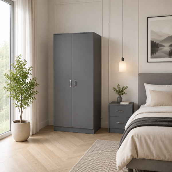2 Door Wardrobe – Modern Bedroom Storage with Soft-Close Doors
