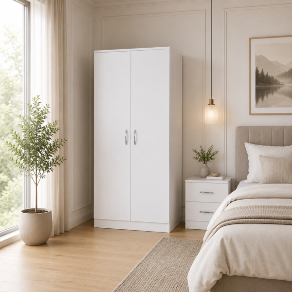 2 Door Wardrobe – Modern Bedroom Storage with Soft-Close Doors